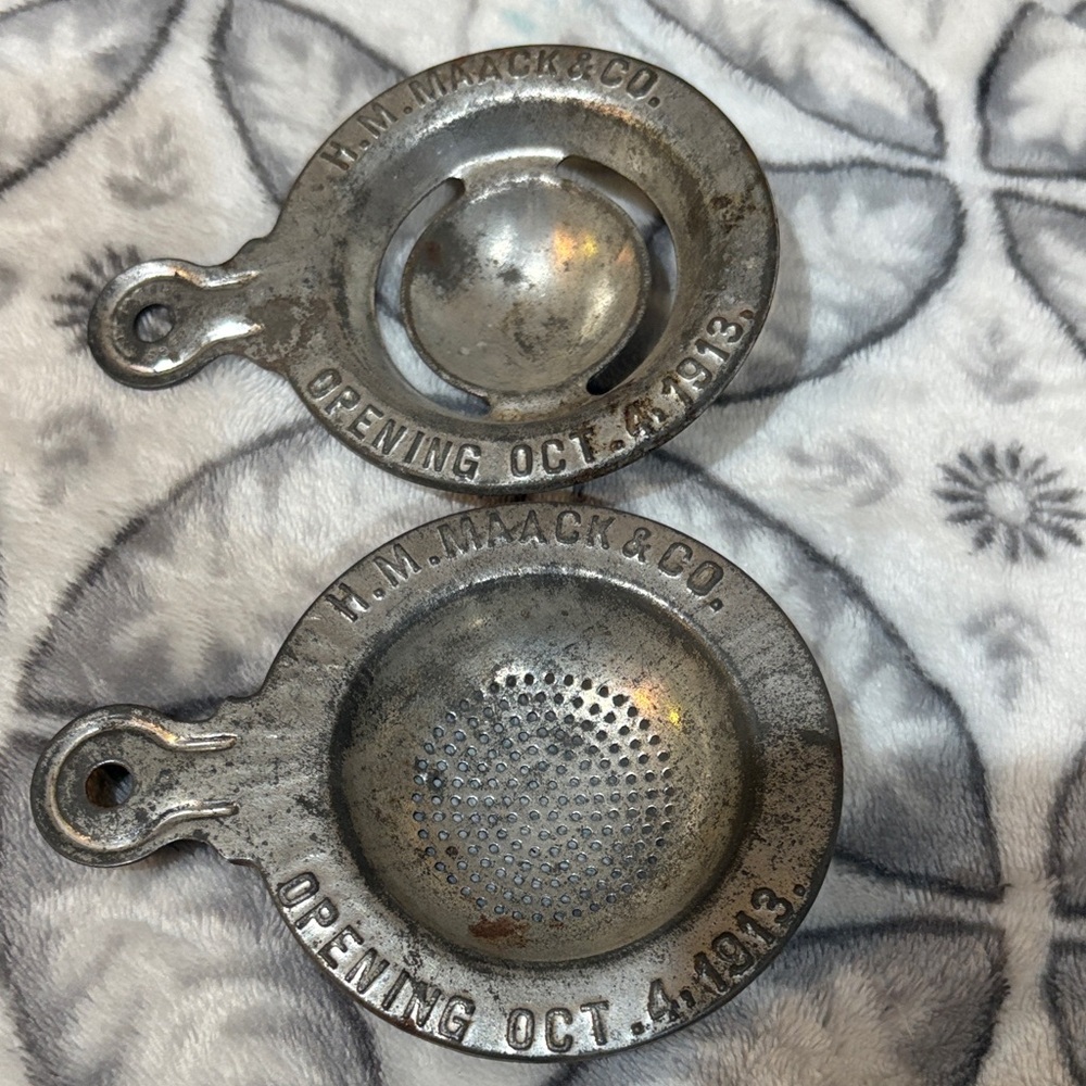 Vintage Antique Silver Metal Tea Strainers